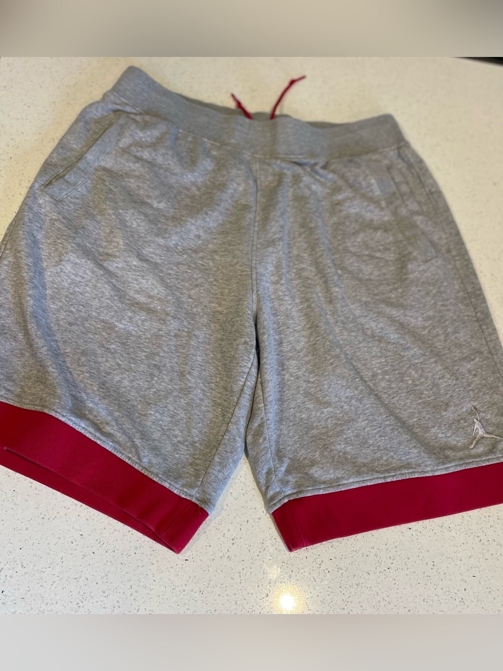 Jordan Gray Shorts with Red Hem and Drawcord